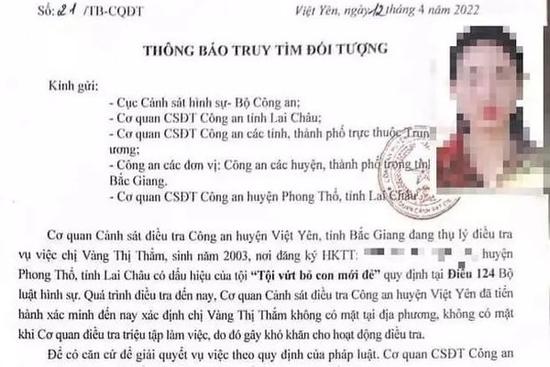 Cô gái vứt con mới đẻ trình diện công an, khai 'không biết bố nó là ai'