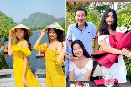 2 con gái Quyền Linh mặc đồ đôi: Chị như Hoa hậu, em chuẩn tiểu thư