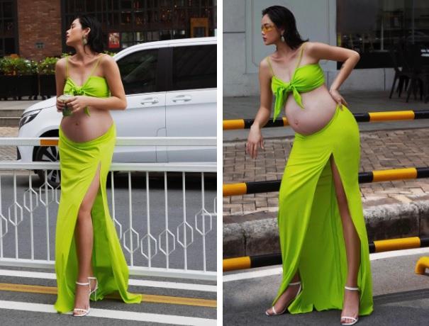 Vbiz's sexiest pregnant mother: Letting go of the figure showing off her belly in the middle of the street-4