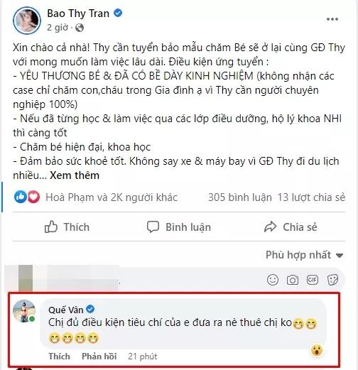 Que Van received a response from Bao Thy after 1 month of applying for a nanny-3