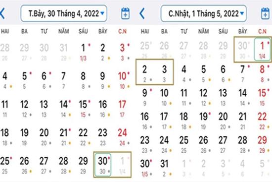 Dịp lễ 30/4 - 1/5/2022 được nghỉ mấy ngày?