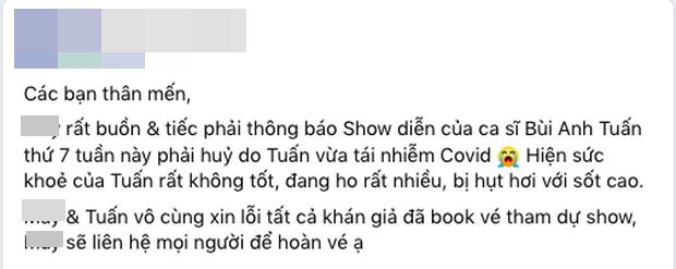 Bùi Anh Tuấn phải hủy show vì tái nhiễm Covid-19, lo ngại sức khỏe-1