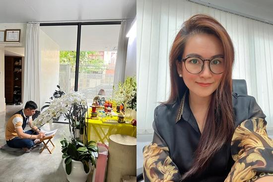 Bà xã xúc động khi Bình Minh một mình tụng kinh cho mẹ vợ