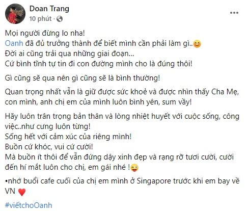 Đoan Trang lên tiếng về hôn nhân đổ vỡ của Hoàng Oanh-2