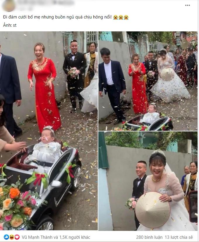 Dự đám cưới bố mẹ, bé gái chiếm sóng vì ngủ không biết trời đất gì-1