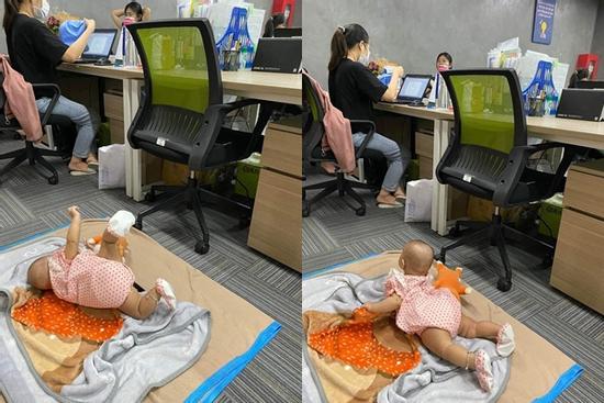 Mẹ mang con đi làm, người trẻ khen đáng yêu, người già thấy chua xót