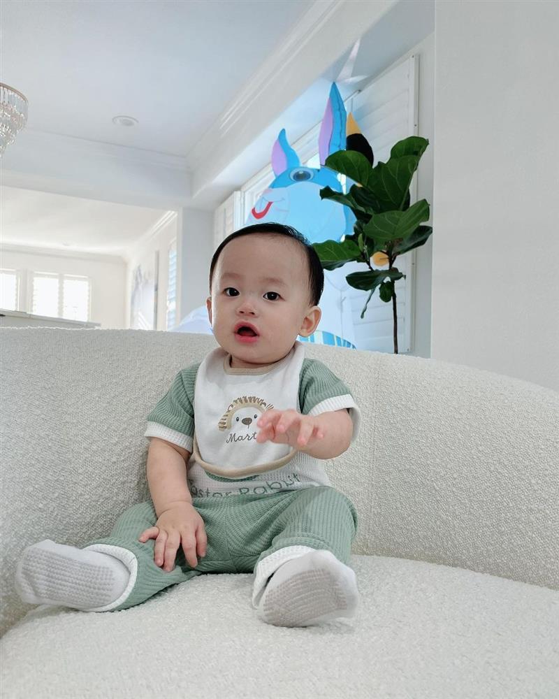 Ngoại hình cậu út nhà Phạm Hương khi tròn 9 tháng tuổi-2
