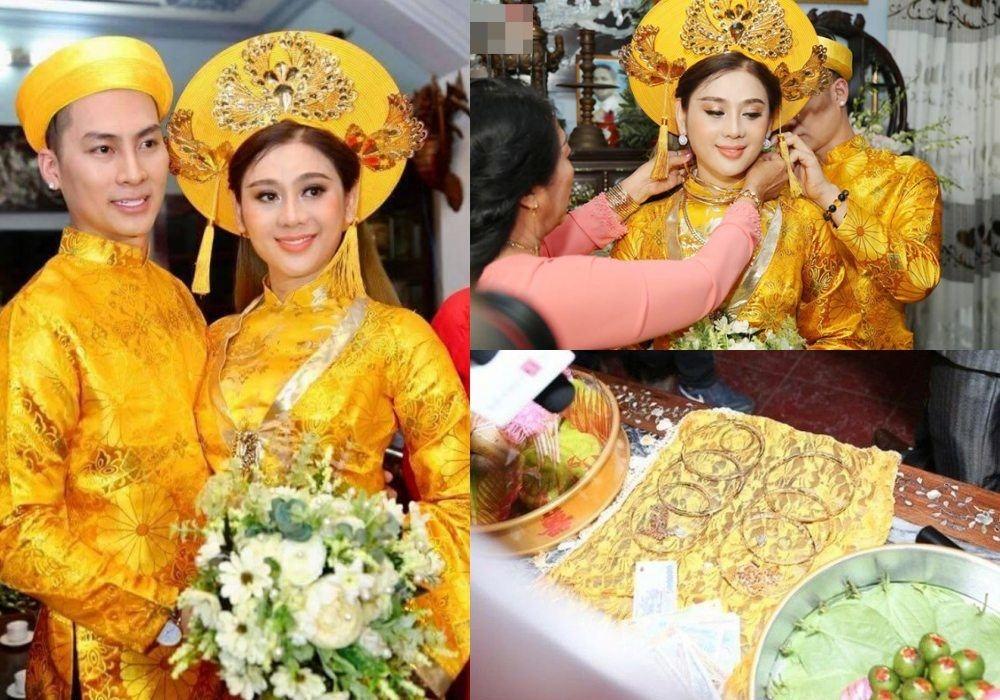 Sao Việt ngày vu quy: Đô la đóng thành quyển, vàng đeo trĩu cổ-8