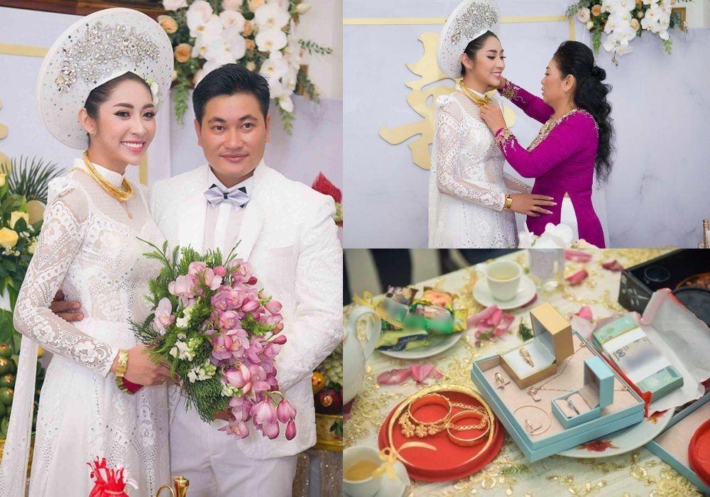 Sao Việt ngày vu quy: Đô la đóng thành quyển, vàng đeo trĩu cổ-9