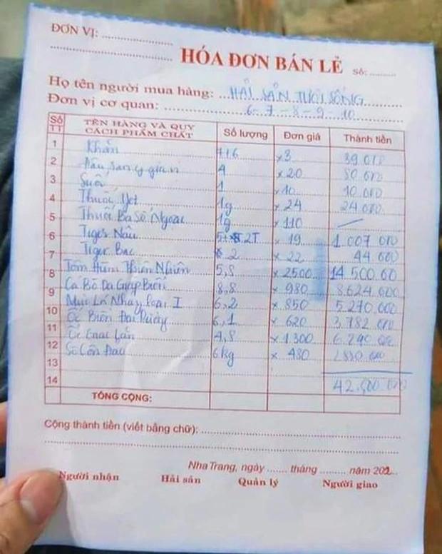 Vụ hóa đơn hải sản 42 triệu đồng: Đoàn 22 người ăn hết 38kg-1