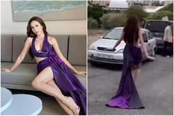 Hoa hậu Thùy Tiên gây cười vì dáng đi giày cao gót như vịt bầu