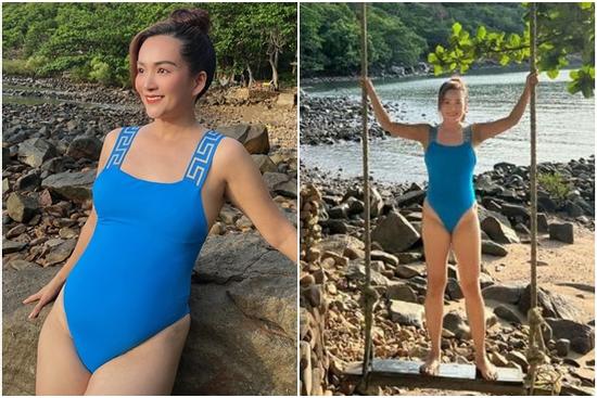 Vợ Bình Minh mặc đồ bơi khoét hông cao lộ cả rổ khuyết điểm