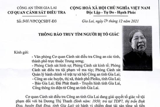 Cụ bà 72 tuổi lừa đảo 19 tỷ đồng, công an tìm bị hại