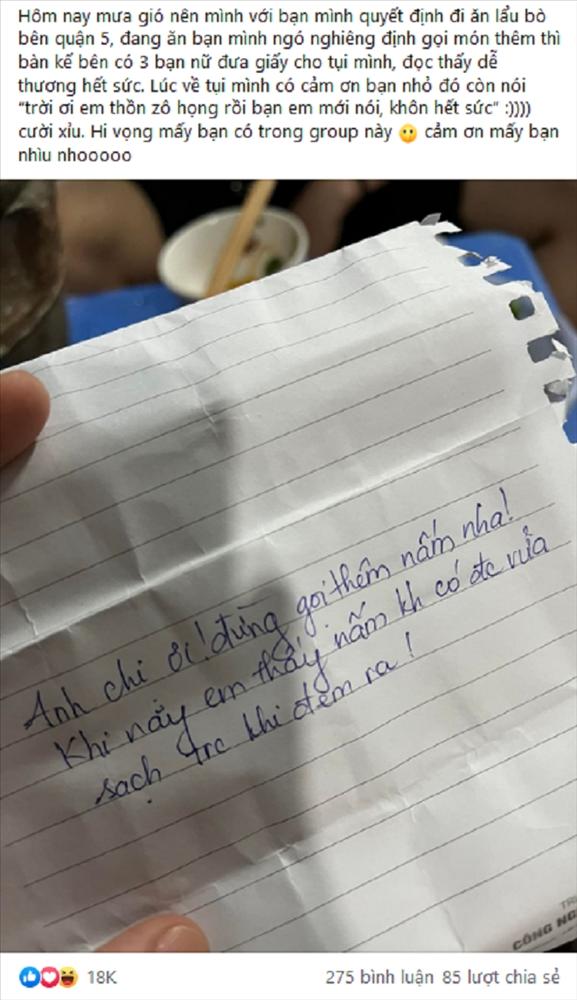 Đang ăn lẩu, nhóm bạn bỗng nhận được mẩu giấy cảnh báo bất ngờ-1