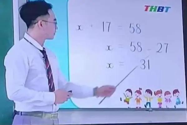 Thầy giáo xuất hiện trên truyền hình gặp sự cố với bài toán cấp 1-1