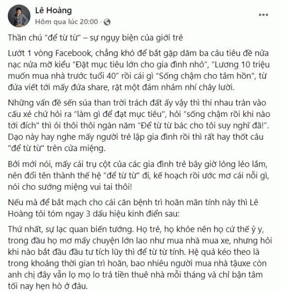 Lê Hoàng gay gắt chê một bộ phận giới trẻ nhảm nhí chây lười-3