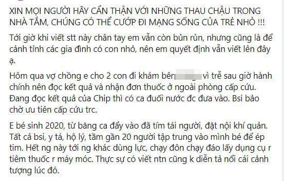 Mẹ trẻ cảnh tỉnh: Mọi người cẩn thận với thau chậu trong nhà tắm-1