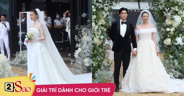 Close-up of the official wedding dresses of Ngo Thanh Van