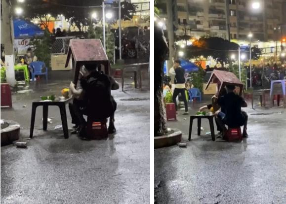 Đang tô tượng cùng người yêu, chàng trai bỗng… đội bàn lên đầu-1