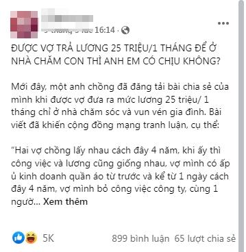 Ở nhà chăm con vợ trả 25 triệu/tháng, chồng nhức não nhận hay hủy kèo-1