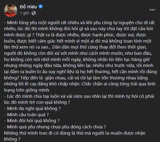 Theo đó, anh kể một câu chuyện dài về tình yêu cùng những lời chốt hạ: 