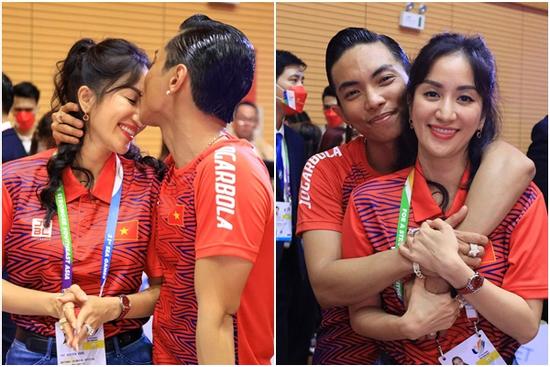 Phan Hiển hôn Khánh Thi sau khi đoạt 3 HCV SEA Games 31