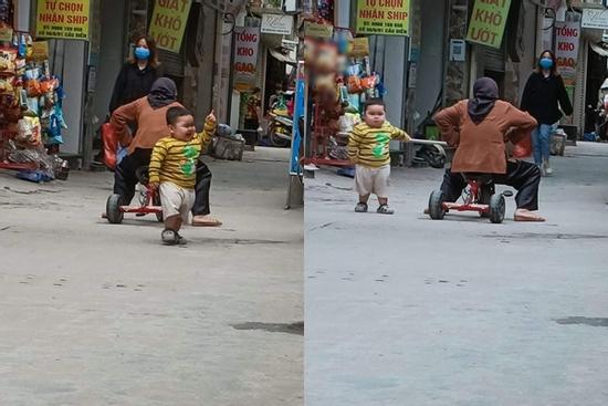 Khoảnh khắc cụ bà ngồi xe 3 bánh chơi với cháu gây bão mạng