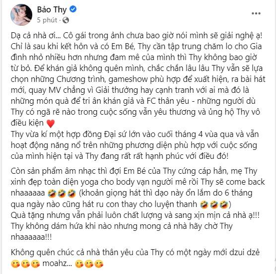 Bảo Thy nói về tin đồn giải nghệ: Các bạn xấu tính ghê-2