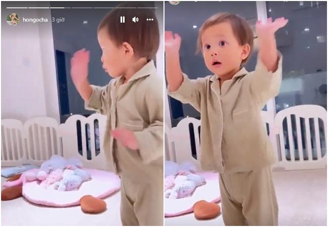 Con gái Hà Hồ luyện chào kiểu hoa hậu, thần thái giống y mẹ-1