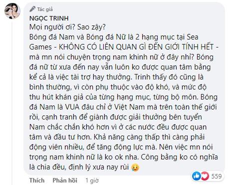 Trao thưởng bóng đá, Ngọc Trinh bị chỉ trích trọng nam khinh nữ-8