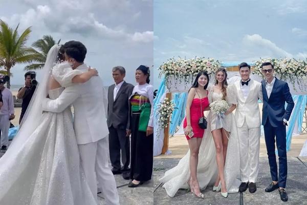 No flared skirt, western wife Bui Tien Dung wears a unique wedding dress on the sea