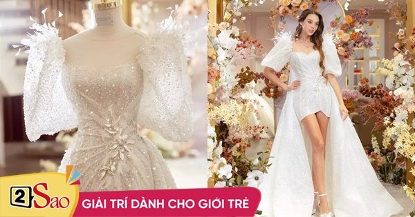 Close-up and meaning of the beautiful wedding dress model of Bui Tien Dung’s wife