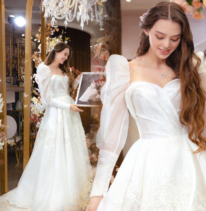 Cận cảnh váy cưới thứ hai đẹp như cổ tích của bà xã Bùi Tiến Dũng-8