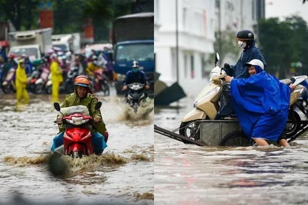 Many roads in Hanoi are flooded like rivers after heavy rain