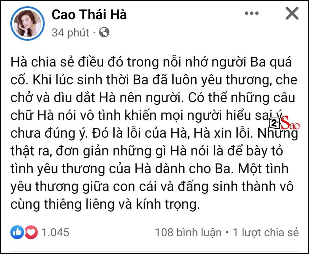 Cao Thái Hà xin lỗi khi bị chỉ trích phát ngôn về bố đẻ-4