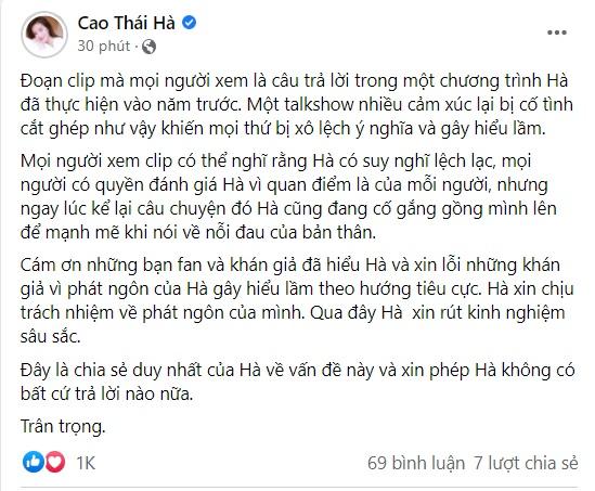 Cao Thái Hà làm rõ clip mong kiếp sau làm vợ chồng với bố-2