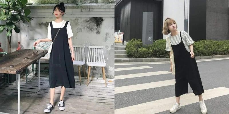 4 kiểu áo mix với yếm đen từ thanh lịch đến cá tính-1