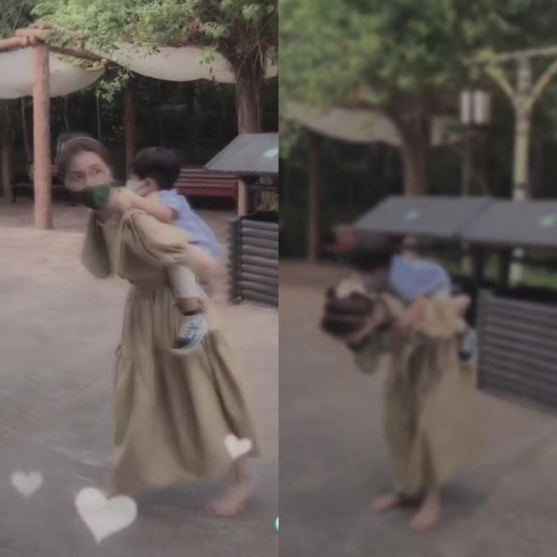 Hòa Minzy lết chân đất cõng con dạo chơi, tình cũ bị réo gọi-2