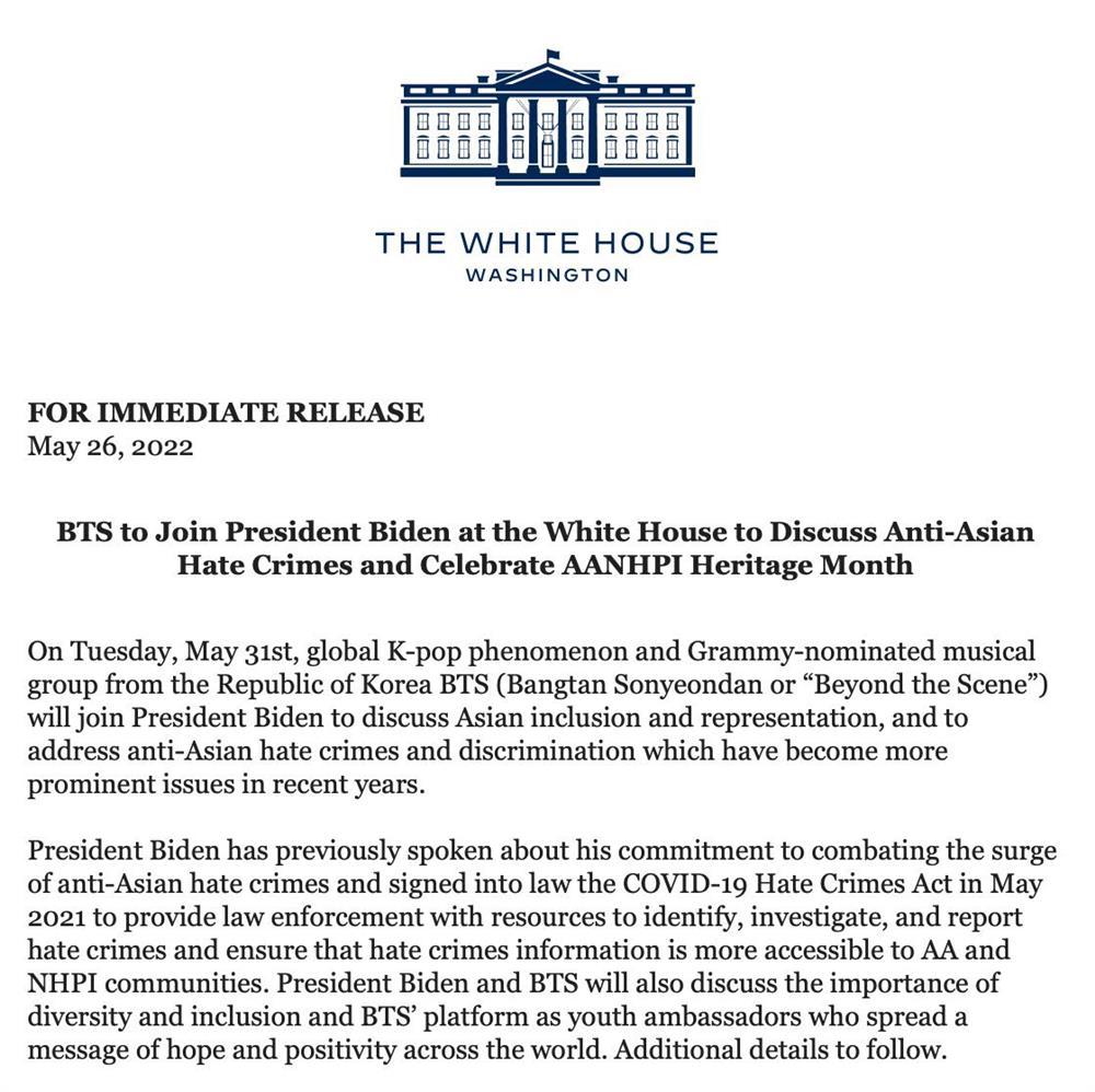 BTS xác nhận đến Nhà Trắng gặp Tổng thống Mỹ Joe Biden-1