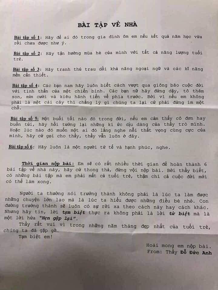 Thầy giáo giao bài tập nghỉ hè, học sinh xem rớt nước mắt-1