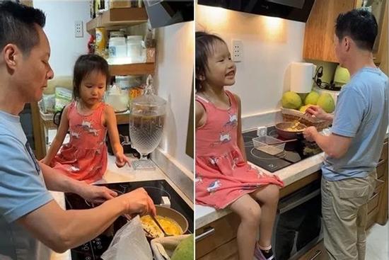 Đại gia Đức An nấu ăn, con gái ngồi cạnh bị bình luận khiếm nhã