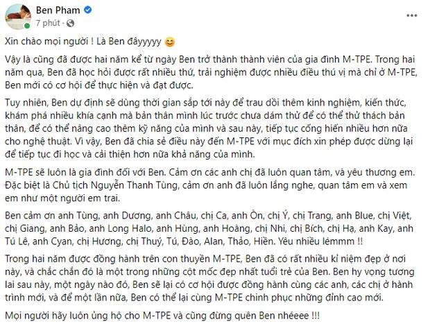 Ben Phạm rời công ty Sơn Tùng M-TP giữa lúc Chủ tịch sóng gió-1
