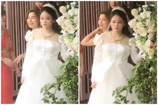 Cô dâu đứng nép mình một góc ở nhà chồng nhìn người thân ra về