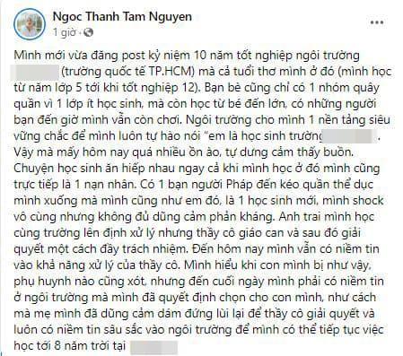 Ngọc Thanh Tâm từng bị bắt nạt tại trường Quốc tế đang ầm ĩ MXH-3