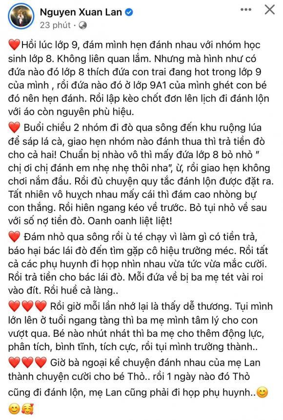 Bật cười nghe Xuân Lan kể chuyện từng đánh nhau hồi cấp 2-1