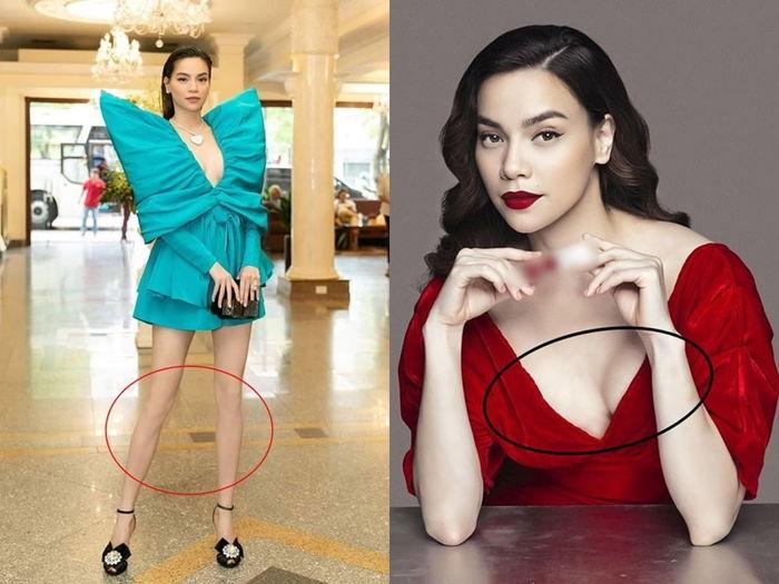 Photoshop đến mức mất đầu gối và lệch luôn cả ngực chỉ có thể là Hà Hồ.