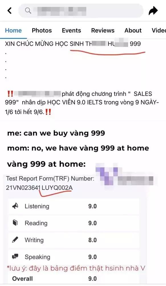 Nơi đào tạo nói gì về bảng điểm 9.0 IELTS bị bóc hàng phake-1