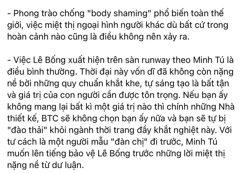 Minh Tú về phe Lê Bống sau màn catwalk bị chê gà Đông Tảo-2