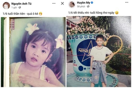 Vợ chồng Anh Tú - Huyền My 'chiến tranh', cùng đăng ảnh thuở bé