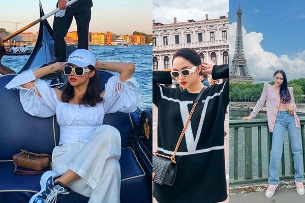 Huong Giang mixes luxurious clothes in France and Italy